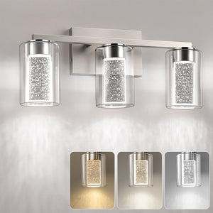 Amico Bathroom Vanity Lights, 3 Lights Brushed Nickel Bathroom Lighs With 3 Color Modes (3000K/4000K/6000K) Adjustable And Eye P