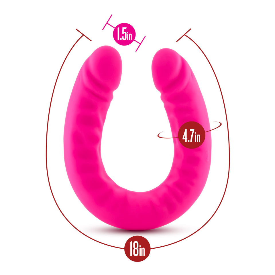 Blush Ruse - Double Ended Curved Dildo - 18''- Ultrasilk Puria Silicone For Satiny Feel - Pleasure For Couples
