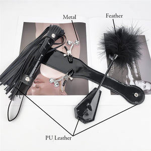 4 PCS BDSM Training Set Sex Whip Adult Sex Flap Paddle Role Playing Adult Role Playing Sex Game BDSM Feather Hand Flap Whip Nipp