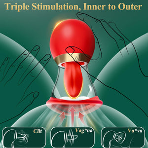 Gasevimo Vibrator Adult Sex Toys for Women - 5IN1 Sucking Vibrator Rose Sex Toy, 3 Sucking, 9 Tongue Licking & Vibrating Adult S