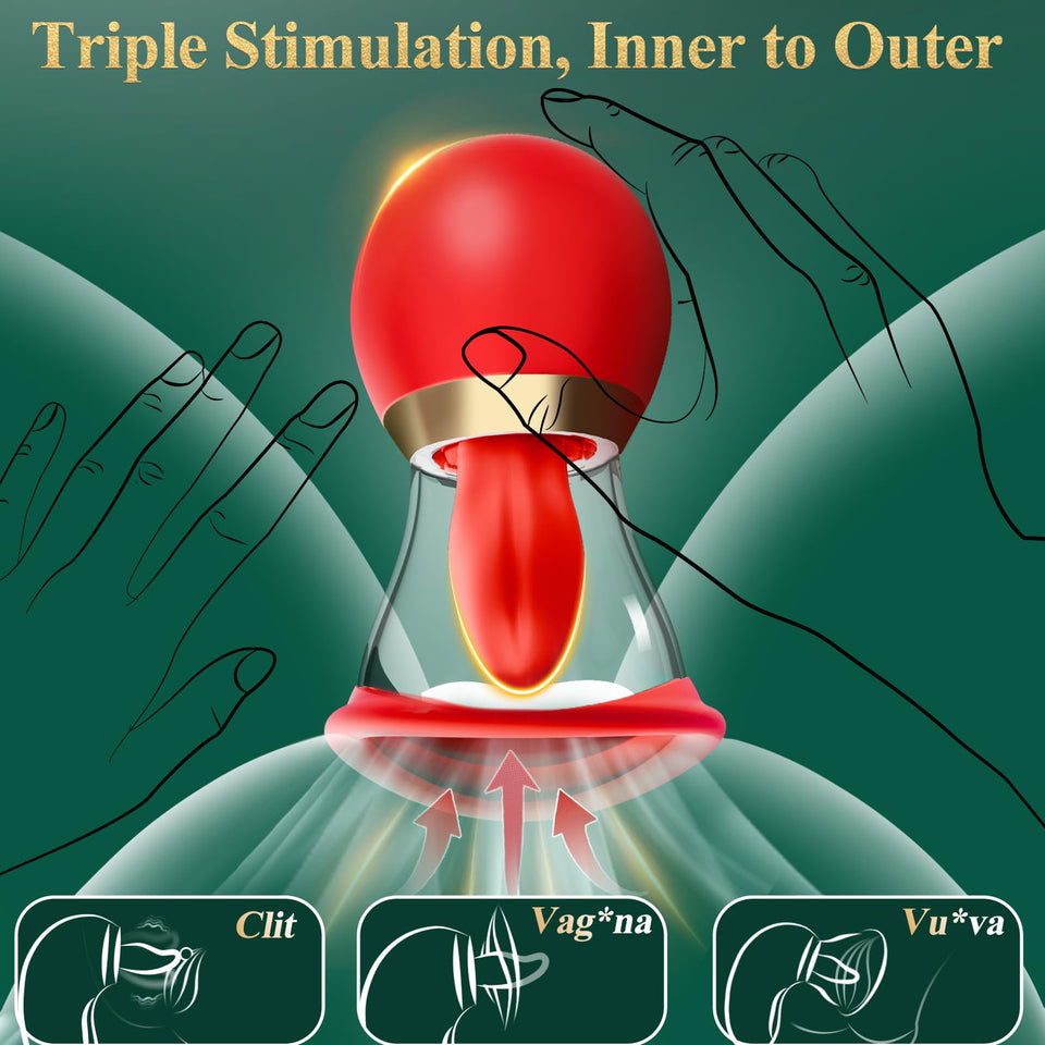 Gasevimo Vibrator Adult Sex Toys for Women - 5IN1 Sucking Vibrator Rose Sex Toy, 3 Sucking, 9 Tongue Licking & Vibrating Adult S