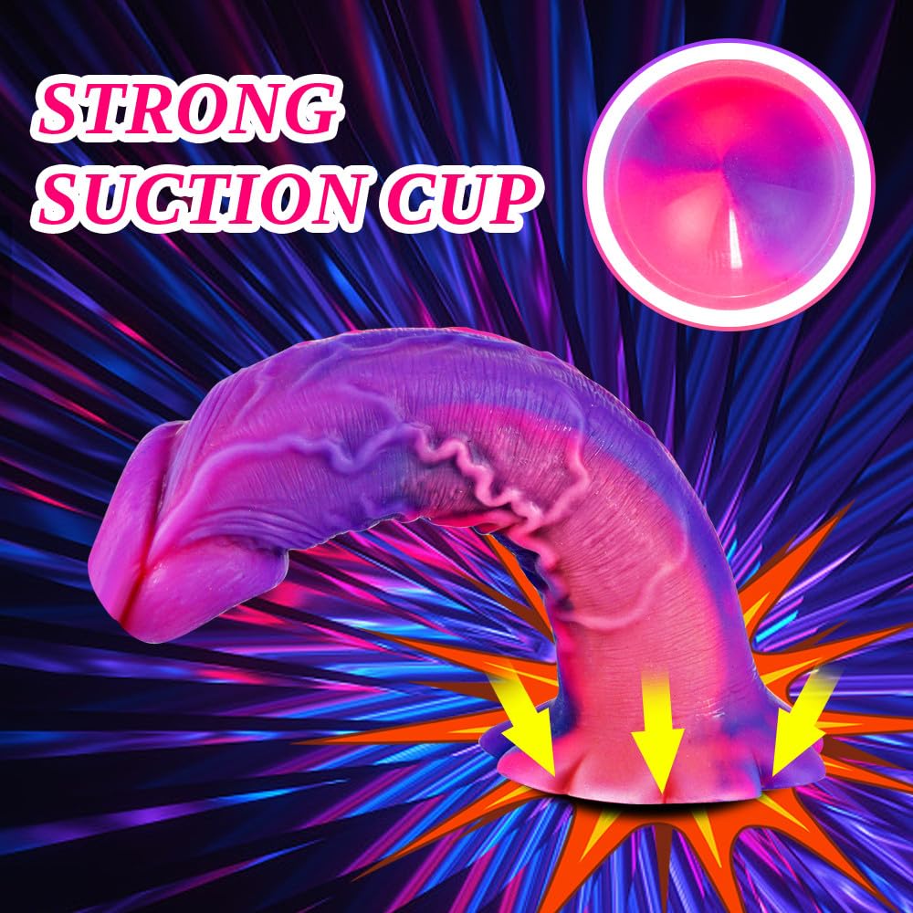 Liquid Silicone Realistic Anal Dildo Soft with Strong Suction Cup for Beginners, 8 Inch G Spot Dildo for Women Men, Lifelike Pen