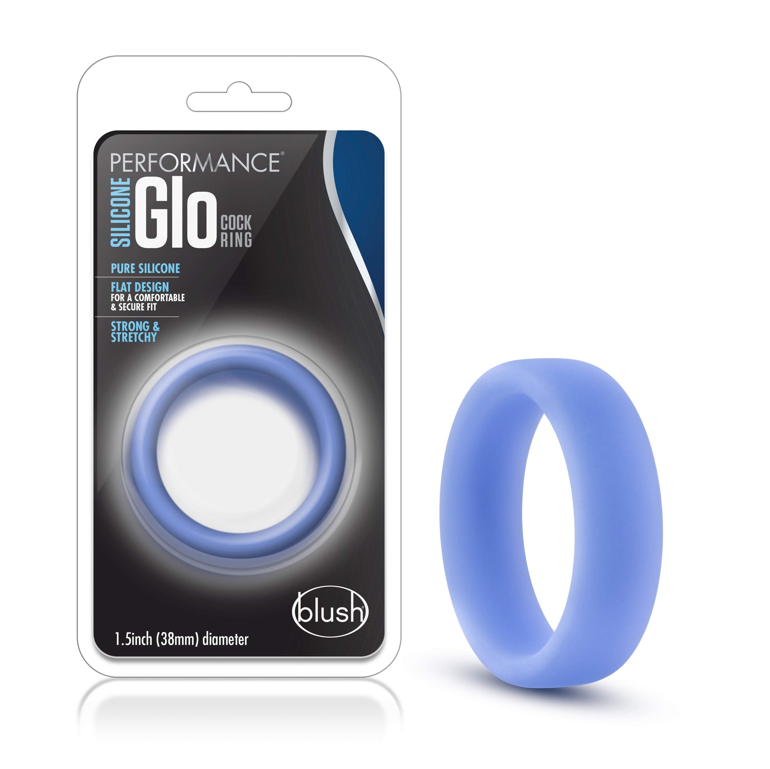 Blush Novelties Performance Puria Silicone Glo Cock Ring - 1.5 Wide Penis Ring - Enhances Girth & Hard Erections - UltraSilk Smo