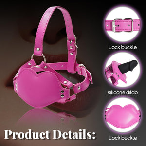 Kutocesy Mouth Gag with Silicone Dildo,Adjustable Leather Silicon SM Realistic Penis BDSM Fetish Slave Restraints Strap on Sex T