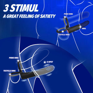 Anal Dildo Vibrator Sex Toys for Men, Strap-On Dildo Butt Plug with Vibrating Cock Ring, Male Penis Vibrator with 10 Vibration M
