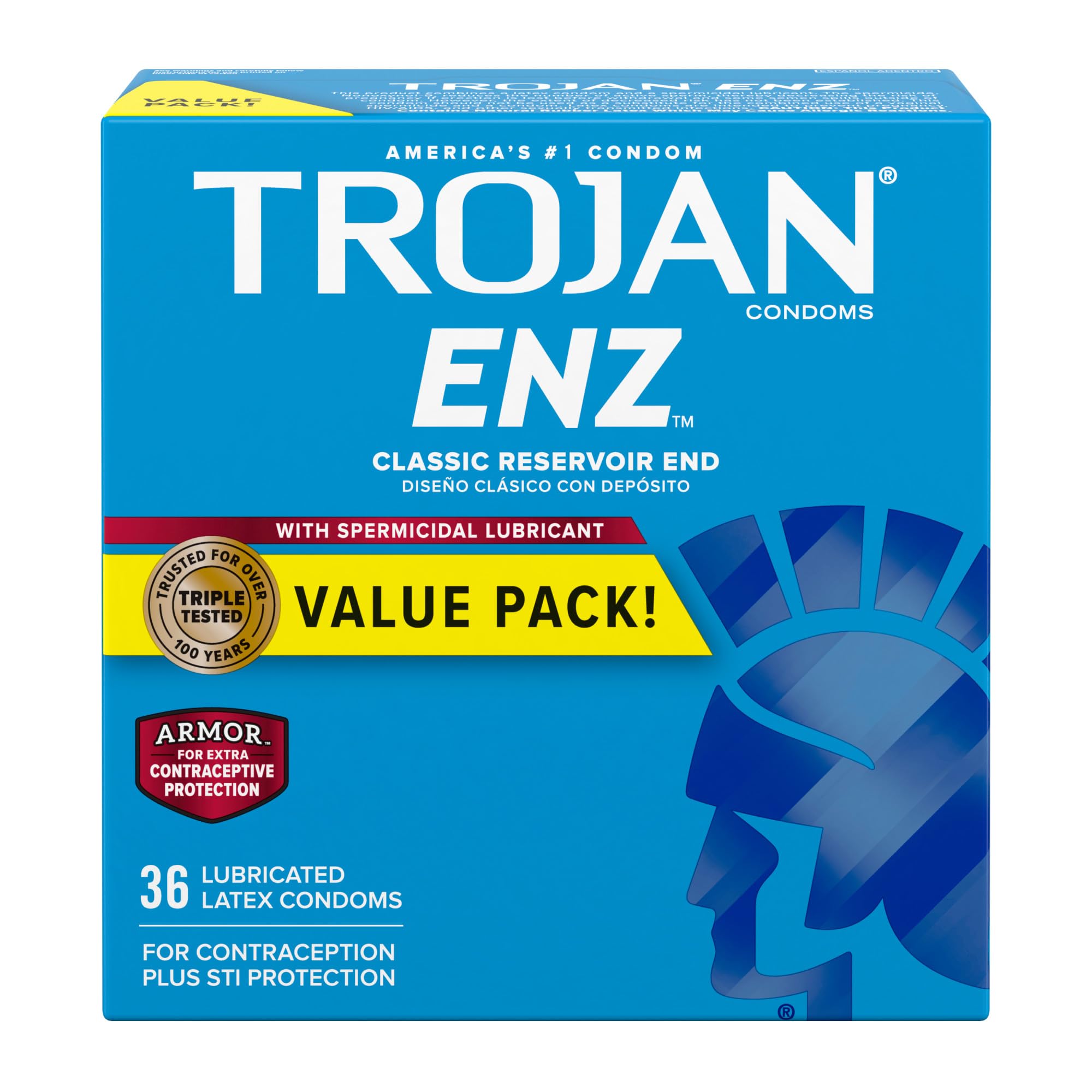 Trojan Enz Armor Spermicidal Lubricated Condoms - 36 Count