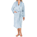 PAVILIA Robes For Women, Fleece Soft Fluffy Bathrobe, Plush Cozy Long Spa Robe, Satin Trim (S/M, Light Blue)