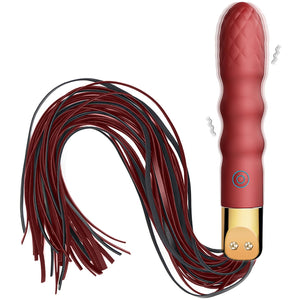 Romi Leather Sex Whip Spanking Flogger with Anal Vibrator 10 Vibrating Modes G Spot Massage Multifunction Pleasure Wands for Fet