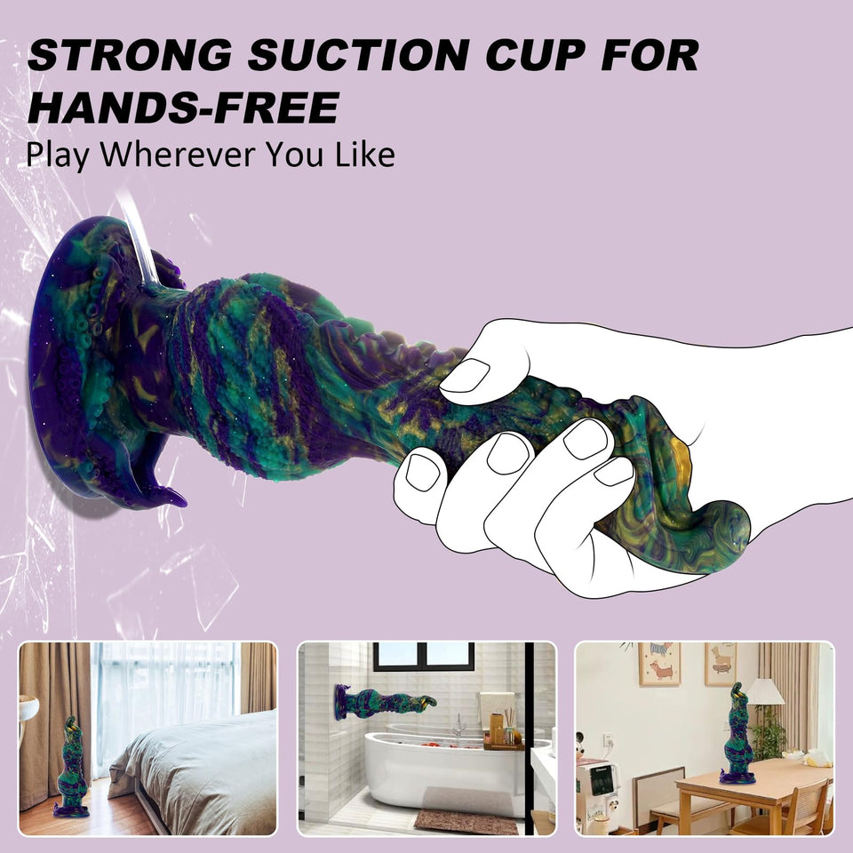 10.24 '' Squirting Monster Dildo Fantasy Ejaculating Dog Knot Penis,Silicone Realistic Tentacle Dildo Dragon Cock W/Enema Bulb,T