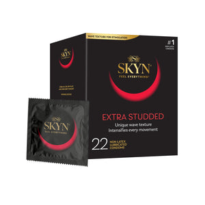 SKYN Extra Studded, 22 Count, Lubricated Latex-Free Condoms, Unique Texture Intensifies Every Moment