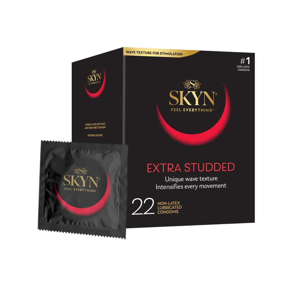 SKYN Extra Studded, 22 Count, Lubricated Latex-Free Condoms, Unique Texture Intensifies Every Moment