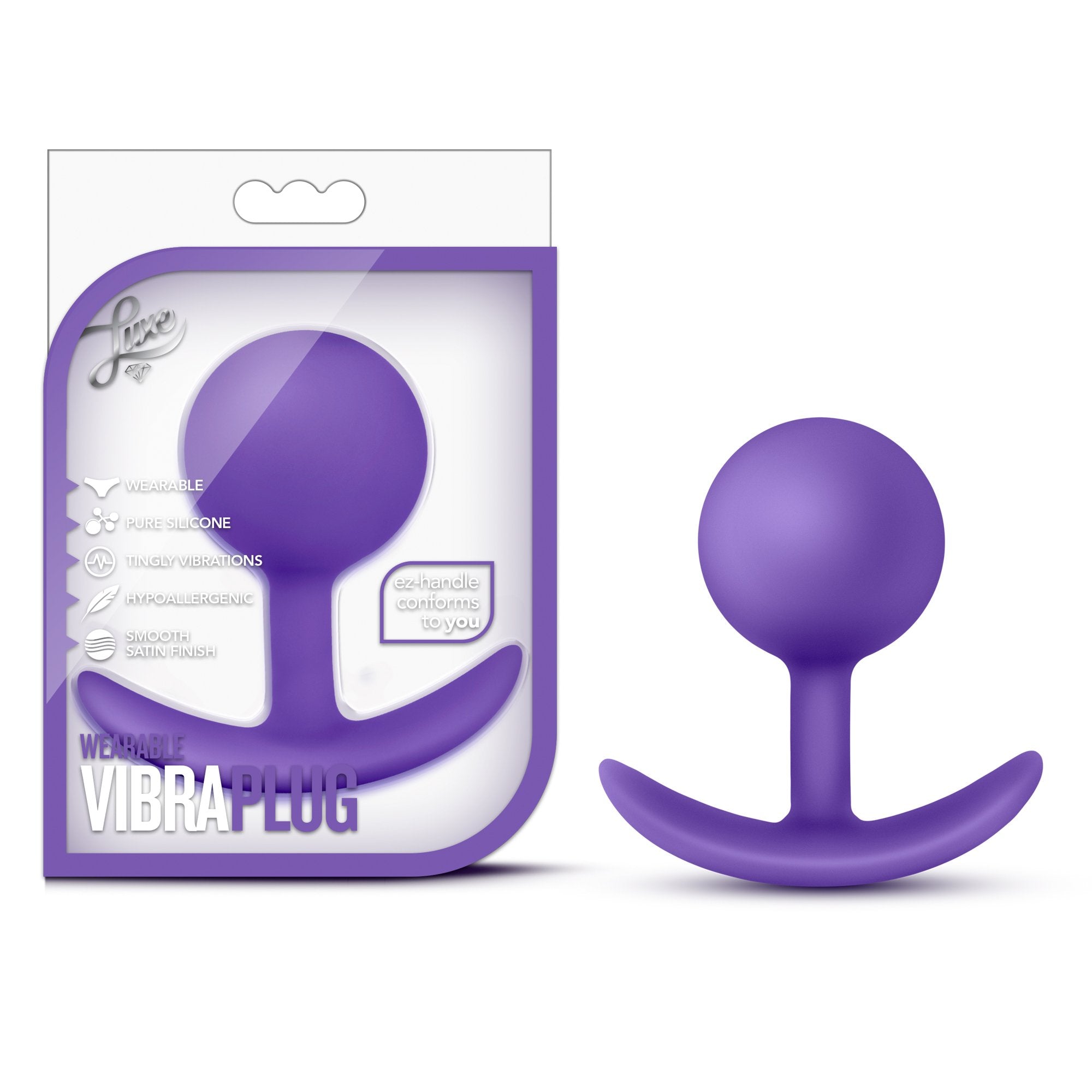 Blush Luxe - Satin Smooth Silicone Wearable Anal Hollow With Jiggle Ball Vibra Plug Sex Toy - Purple