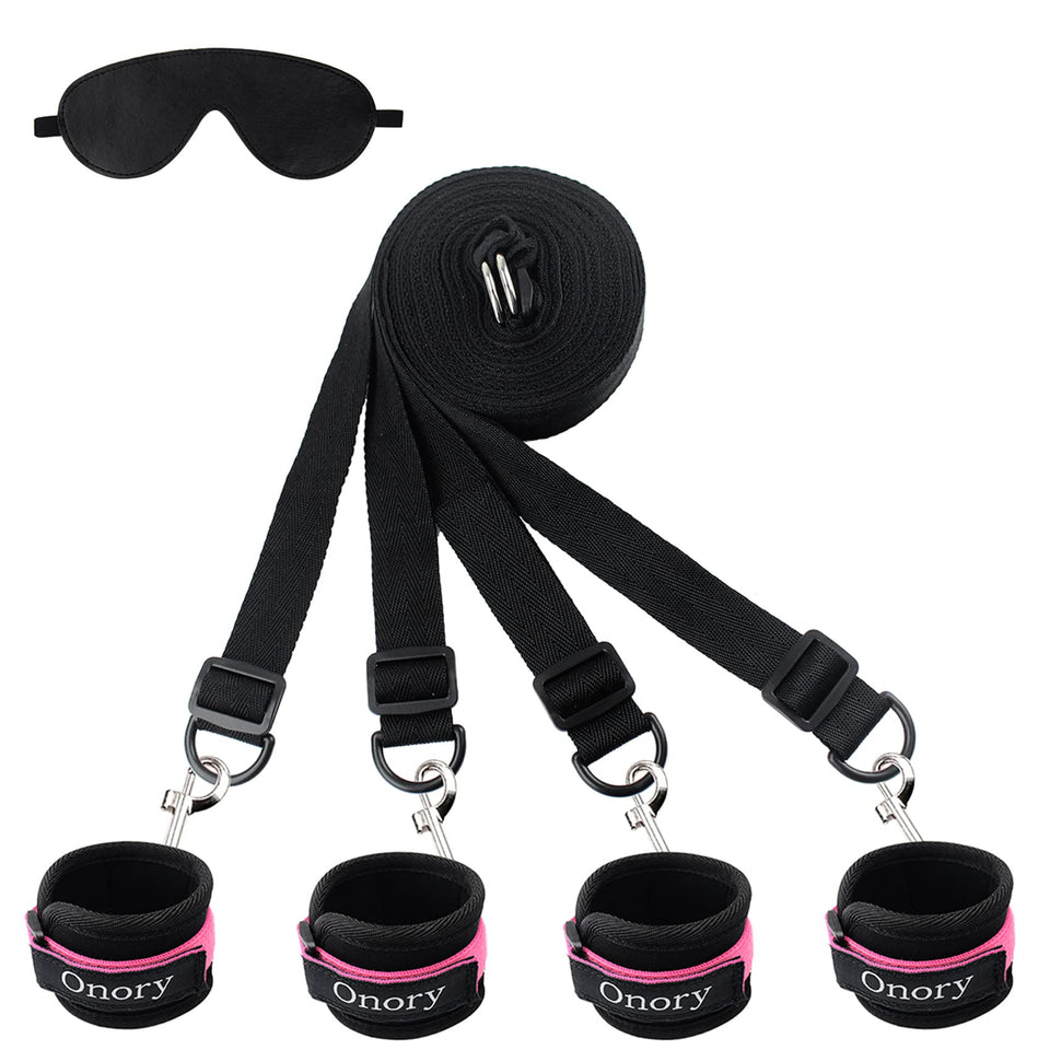 Onory BDSM Sex Toys & Games Bondaged Kit Sex Set Eye Mask Blindfolds Soft Wrist and Ankle Handcuffs Straps Rope Bondage Restrain