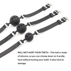 RYOZOCH Silicone Breathable Ball Gag for Adult Bondage Restraints Sex Play (Black, 1.5in Ball)