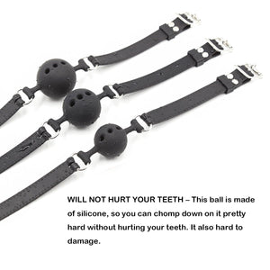 RYOZOCH Silicone Breathable Ball Gag for Adult Bondage Restraints Sex Play (Black, 1.5in Ball)