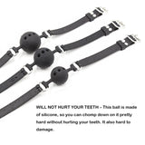 RYOZOCH Silicone Breathable Ball Gag for Adult Bondage Restraints Sex Play (Black, 1.5in Ball)