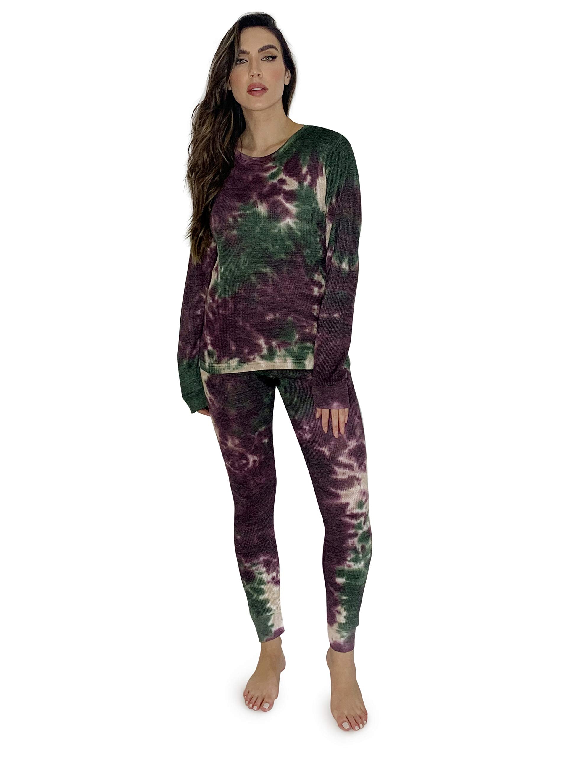 Just Love Womens Tie Dye Two Piece Thermal Pajama Set 6770-10480-S