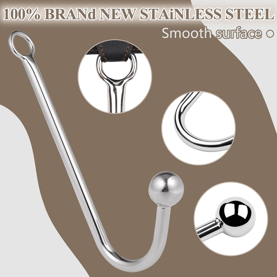 SM Sex Toys Anal Hook BDSM Restraint Kit Sex Bondage with Comfortable and Durable Ball gags Choker and Adjustable Leather Handcu