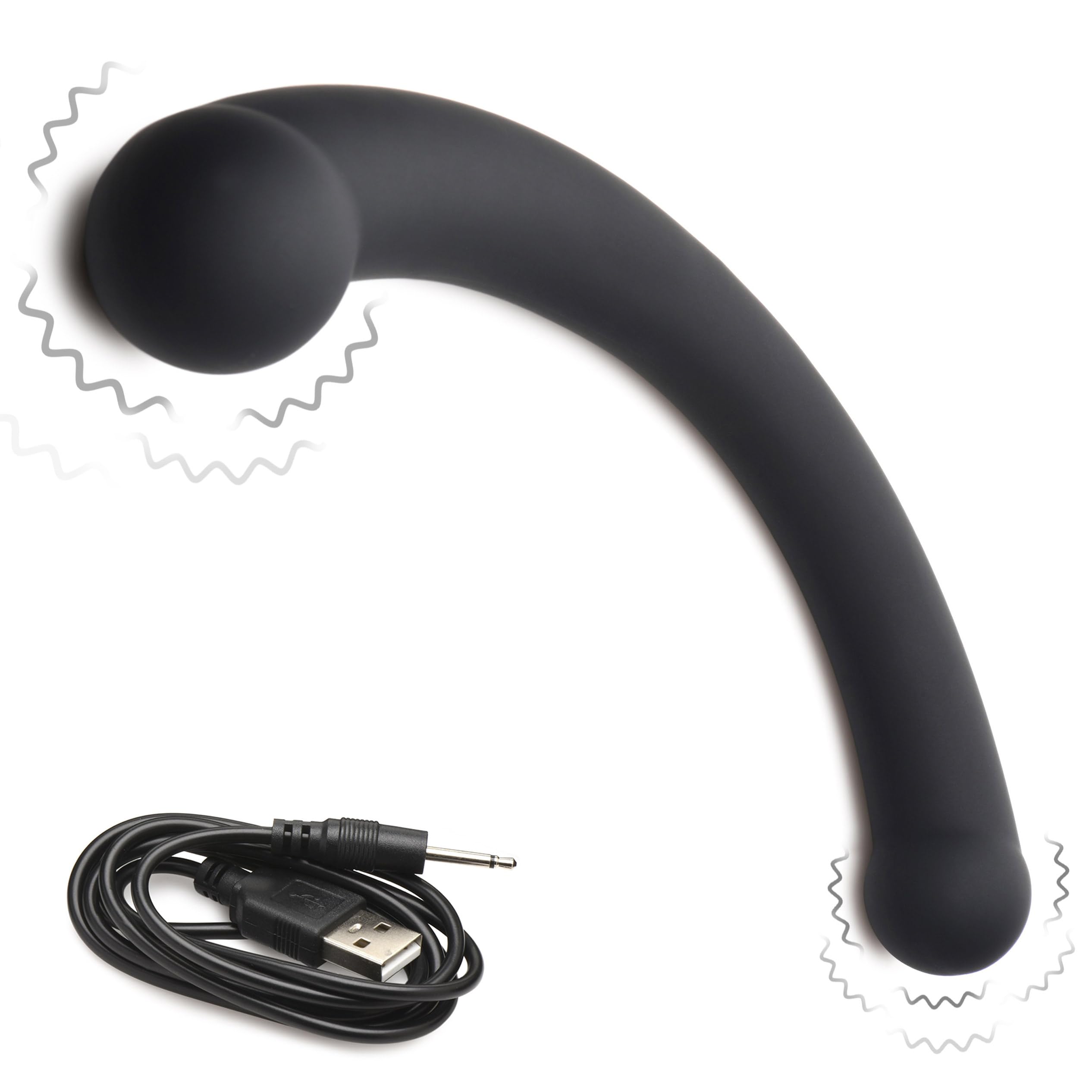 10x Vibra-Crescent Silicone Dual Ended Dildo - Black