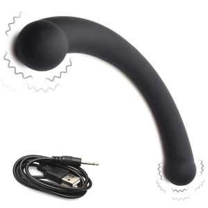 10x Vibra-Crescent Silicone Dual Ended Dildo - Black
