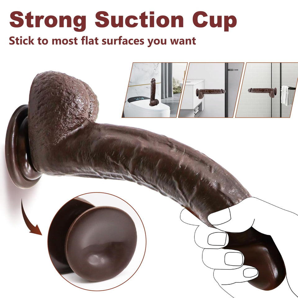 9.25 Inch Realistic Dildo Adult Sex Toys for Women Men, Lifelike G Spot Clitoral Black Huge Dildo with Strong Suction Cup for Ha