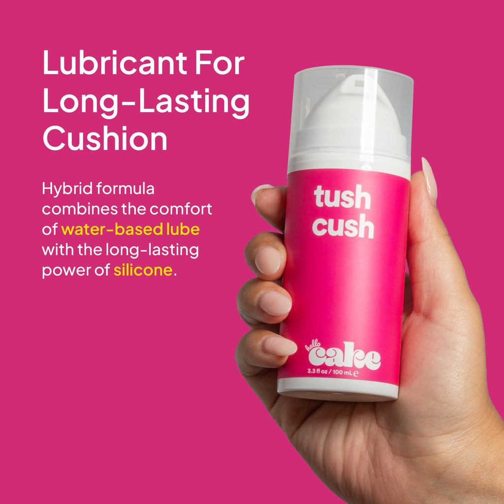Hello Cake Tush Cush, Silicone and Water-Based Personal Lubricant, Formulated for Anal Use, Hybrid Lube for Men, Women, and Coup