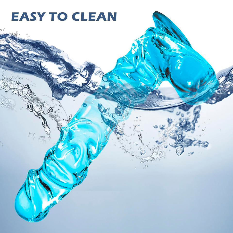 8.46 Inch Realistic Anal Dildo Blue Dildo with Suction Cup for Hands-Free, Realistic Dildos Sex Toy for Men Women Couples and An