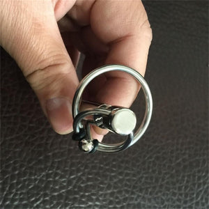 BDSM Metal Urethral Expander with Penile Ring Male Urethral Masturbation Metal Smooth Urethral Sound Urethral Plug Penile Plug S