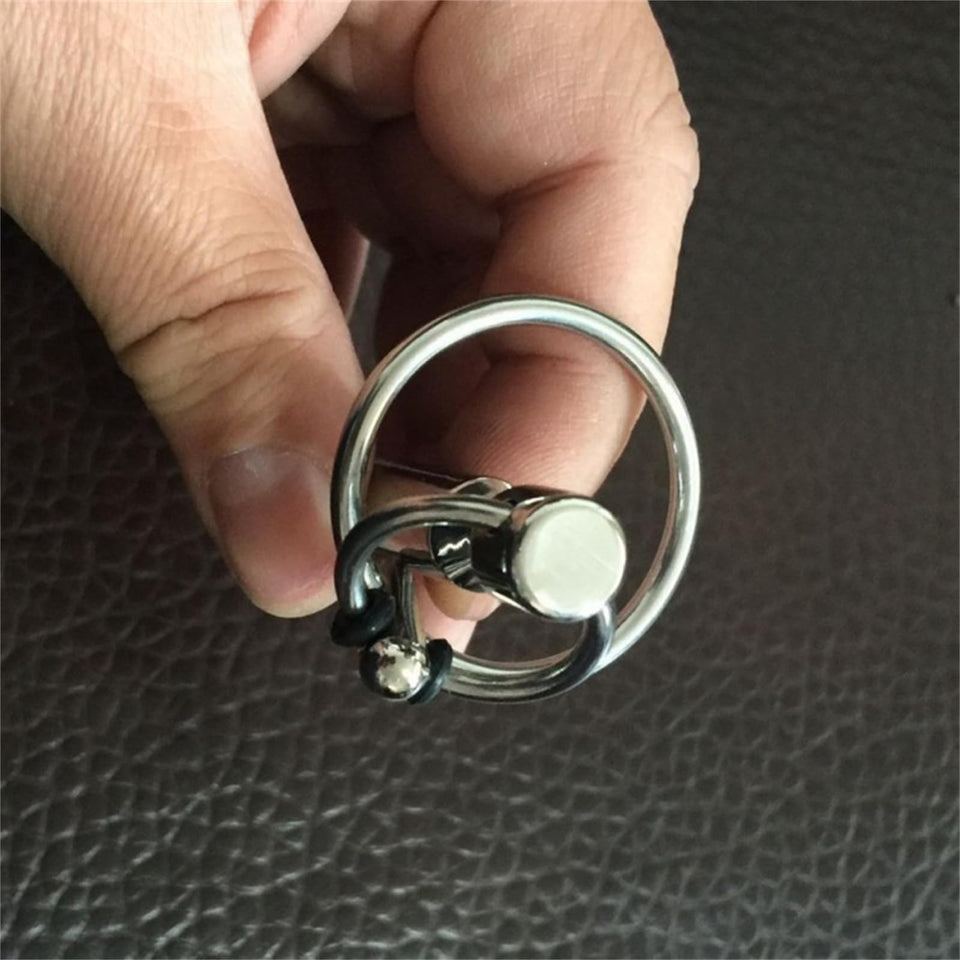 BDSM Metal Urethral Expander with Penile Ring Male Urethral Masturbation Metal Smooth Urethral Sound Urethral Plug Penile Plug S
