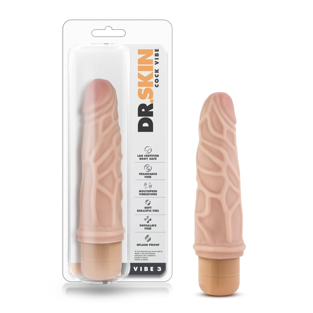 Blush Dr Skin Vibe 3  Feels Real Realistic 725 Inch Vibrating Dildo  175 in Width  IPX7 Waterproof  Soft Body Safe Materia