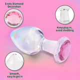 Crystal Glass Anal Plug with Luxury Jewelry Butt Plug Fetish Anus Stimulation Unisex Adult Anal Sex Toy (Pink, L)