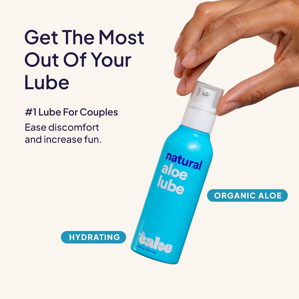 Hello Cake Natural Lube - Aloe-Based Organic Personal Lubricant - Hydrating, Hypoallergenic, pH-Balanced, Non-Sticky, Condom Com
