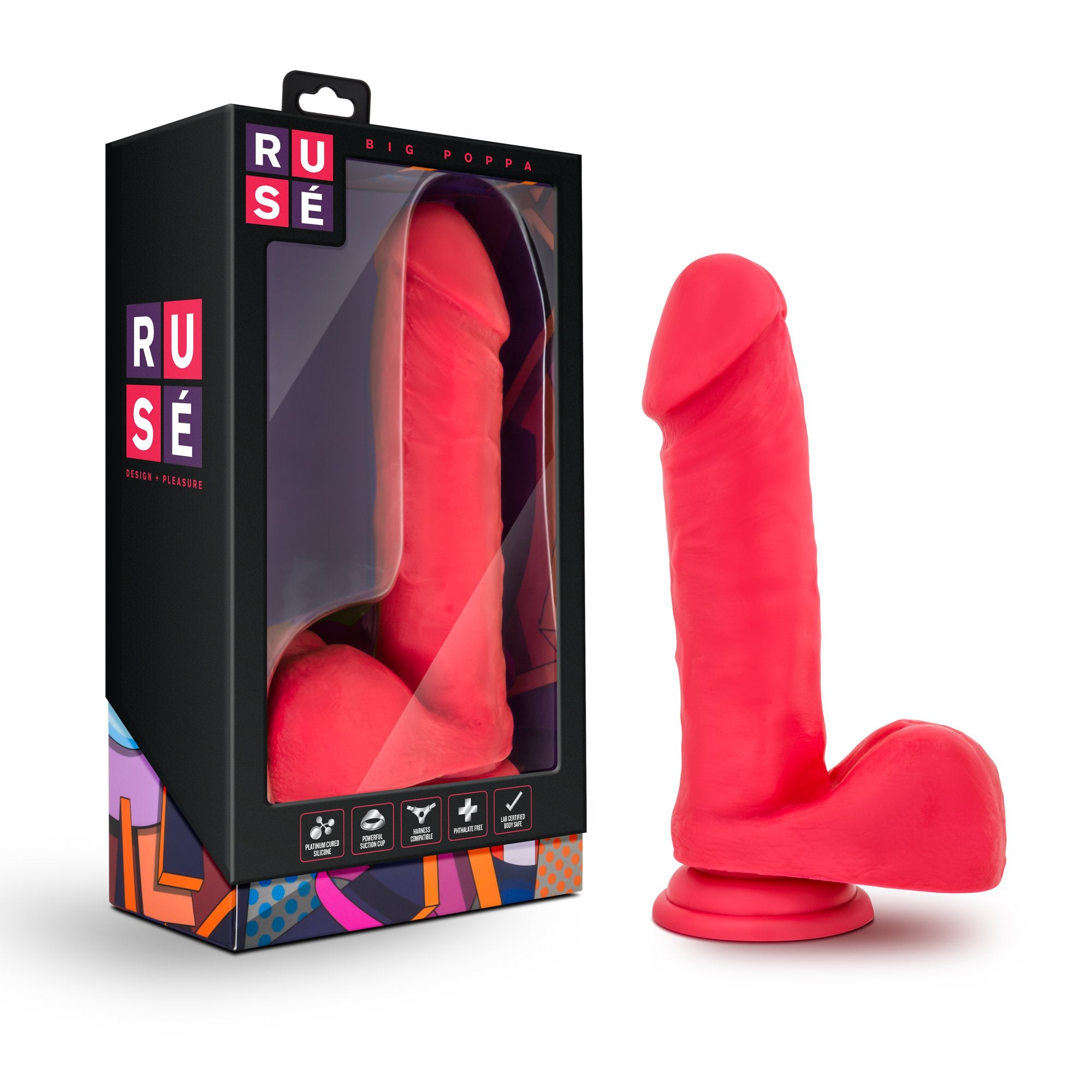 Blush Novelties Ruse Big Poppa 8 Realistic Dildo with 2 Thickness - Soft Purio Liquid Silicone, Satin Smooth Ultrasilk - Strong 