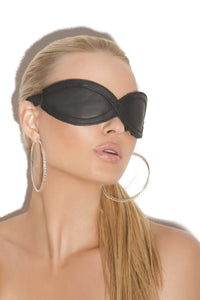 Elegant Moments Sunglass Style Sexy Leather Blindfold, One Size, Black