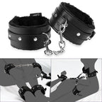 BDSM Bondage Restraints Sex Toys - Adjustable Soft Leather Handcuffs Ankle Cuffs Adult Toy, Furniture Restraint Kit for Men Wome