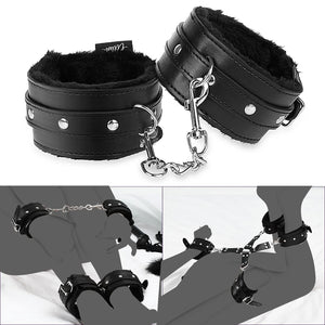 BDSM Bondage Restraints Sex Toys - Adjustable Soft Leather Handcuffs Ankle Cuffs Adult Toy, Furniture Restraint Kit for Men Wome