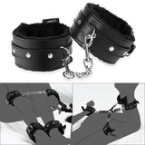 BDSM Bondage Restraints Sex Toys - Adjustable Soft Leather Handcuffs Ankle Cuffs Adult Toy, Furniture Restraint Kit for Men Wome