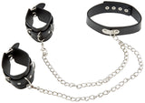 Ouch! B&W  Bonded Leather Collar W/Cuffs
