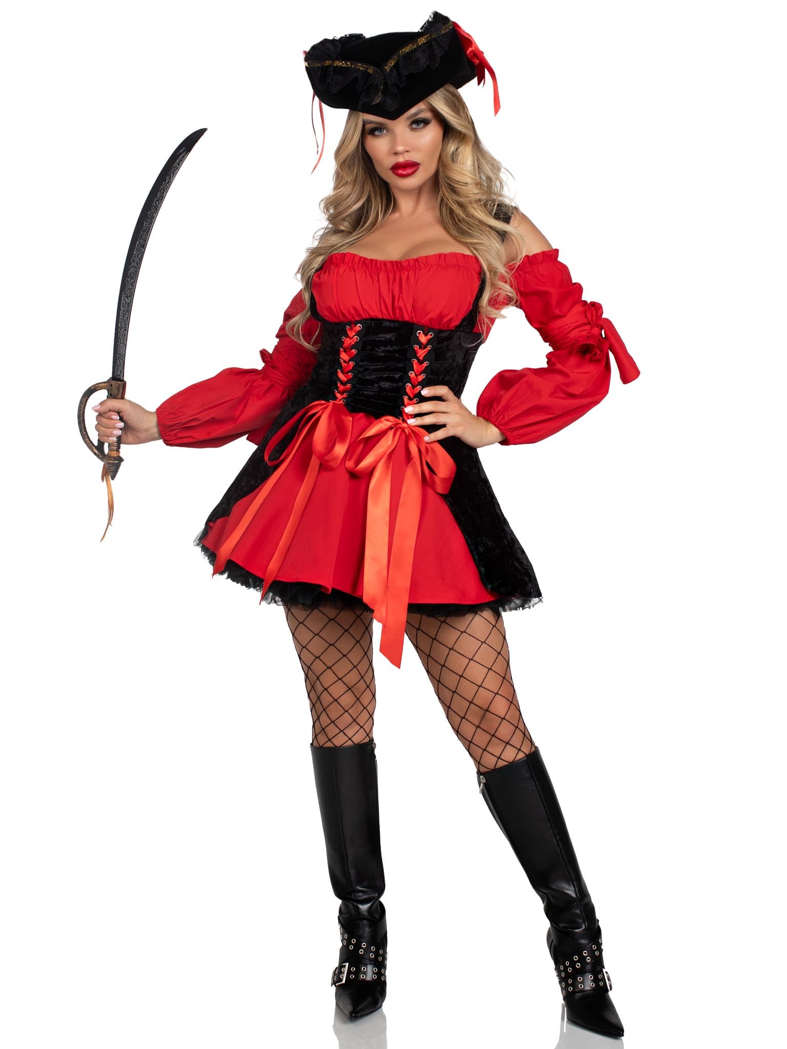 Leg Avenue Women'S Vixen Pirate Wench Costume, Red/Black, X-Large