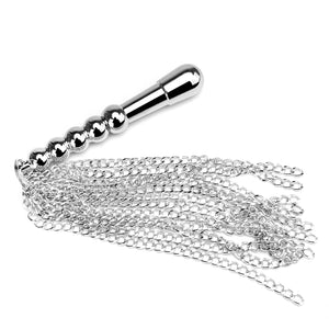 Sm Toy Metal Iron Chain Sex Whip Couple Flirting Whip Adult Toys with Anal Plugs BDSM Training Toy (Silvery)