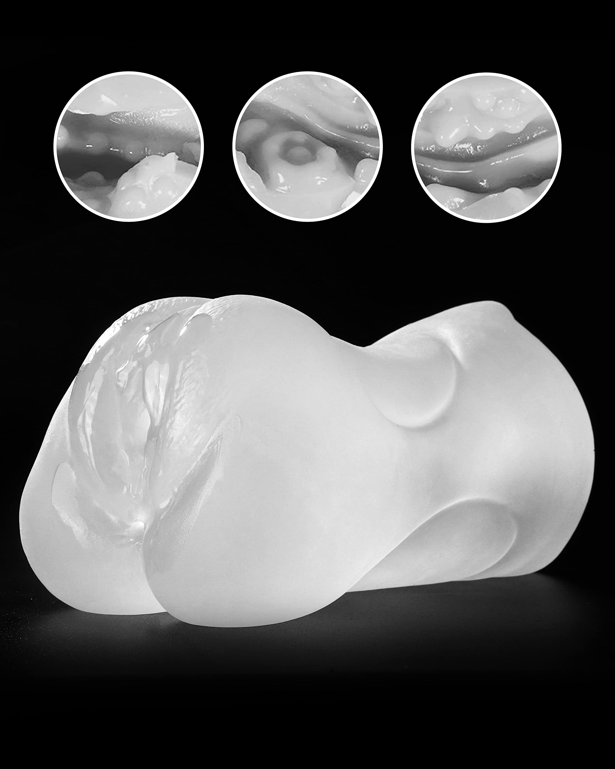 3 in 1 Pocket Pussy Male Masturbator & Drying Stick&Waterproof Storage Bag, Double-Ended Male Sex Toy Mouth Tongue Textured Vagi