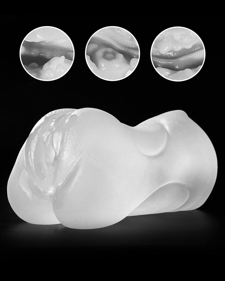 3 in 1 Pocket Pussy Male Masturbator & Drying Stick&Waterproof Storage Bag, Double-Ended Male Sex Toy Mouth Tongue Textured Vagi