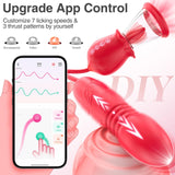 Rose Sex Toy for Womens Sex - 3in1 Upgrade Rose Sex Stimulator for Women with 7 Tongue Licking & 3 Thrusting Vibrator Dildo Adul