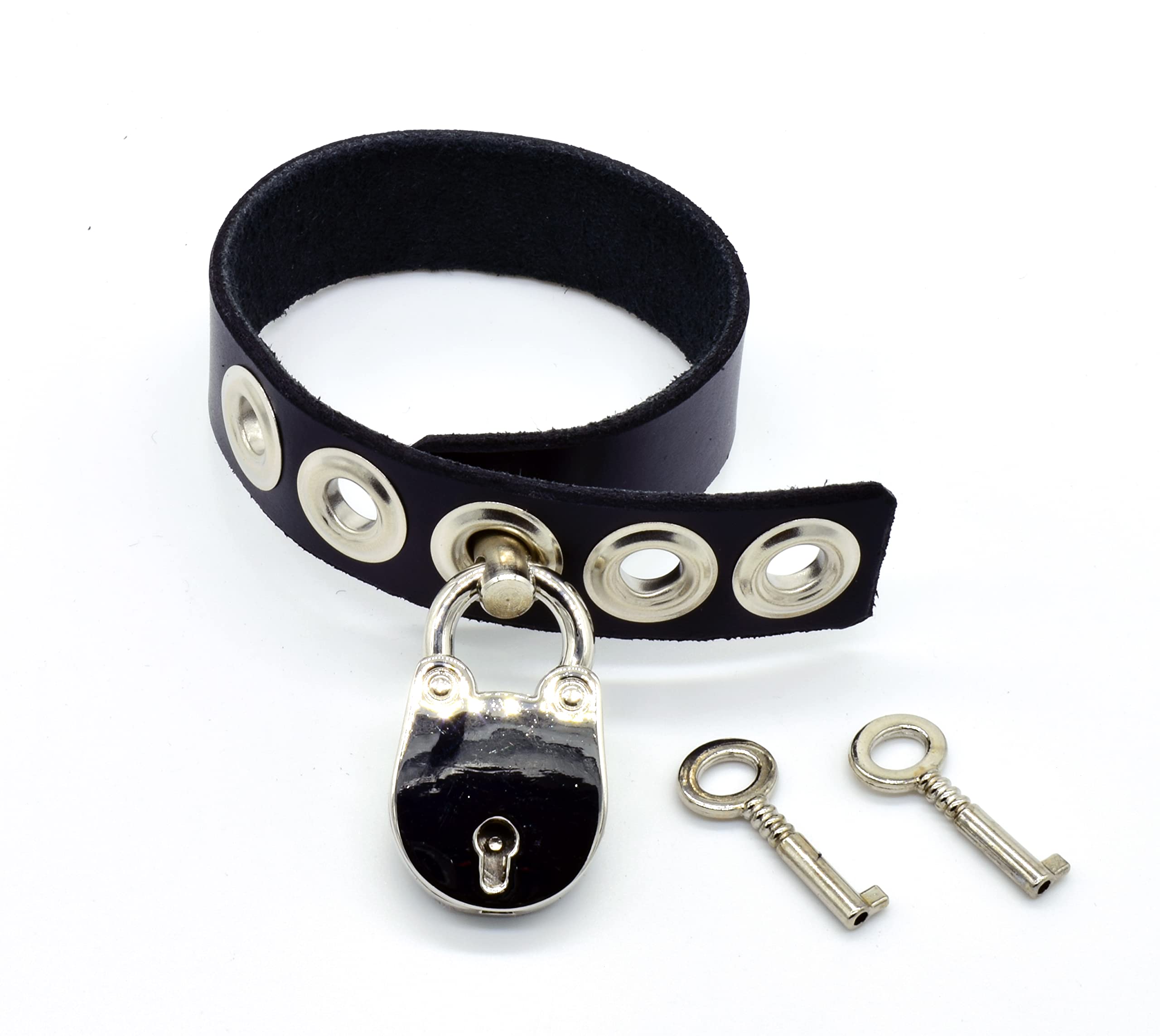 Premium Leather Locking Cock Ring BDSM Fetish Sex Toy with Lock and Keys by Axovus