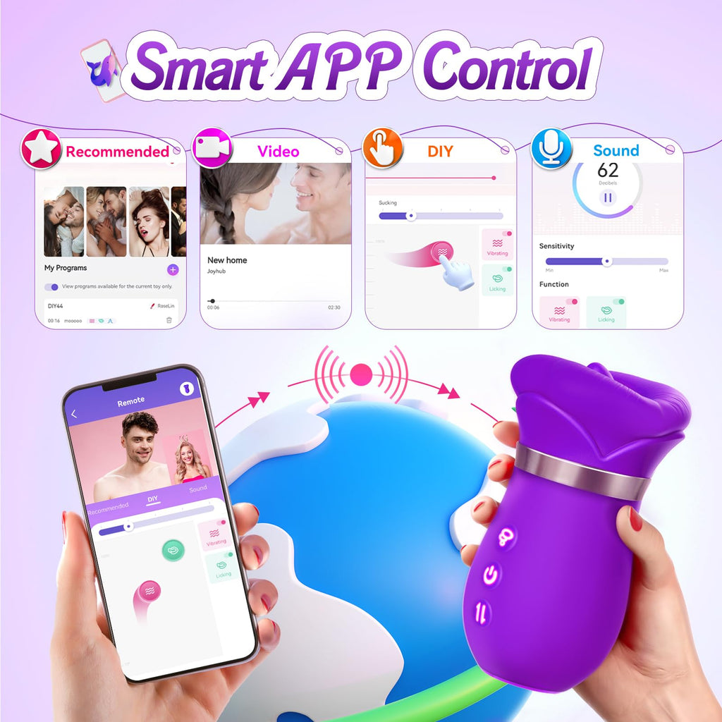 Sucking Vibrator Womens Sex Toys - Sovokn 5IN1 Mouth Vibrators Rose Sex Toy, 10 Tongue Licking, 3 Auto & 1 Manual Sucking Adult