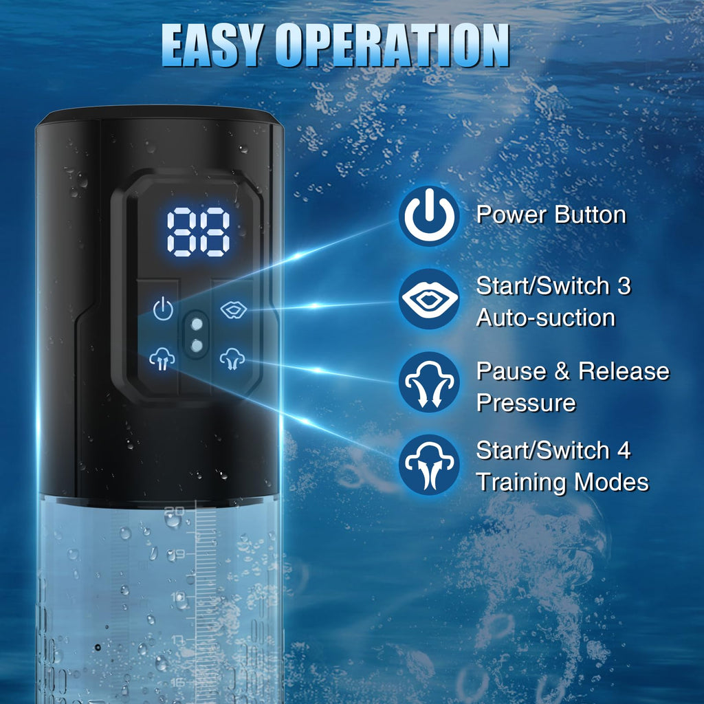 Electric Penis Pump, Adult Sex Toys Dick Enlarger for Men Erection, Air Water Extender with 4 Training Pressure and 3 Suction Mo