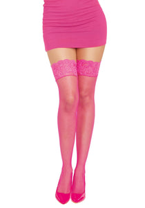 Thigh Highs Fishnet Neon Pink O/S