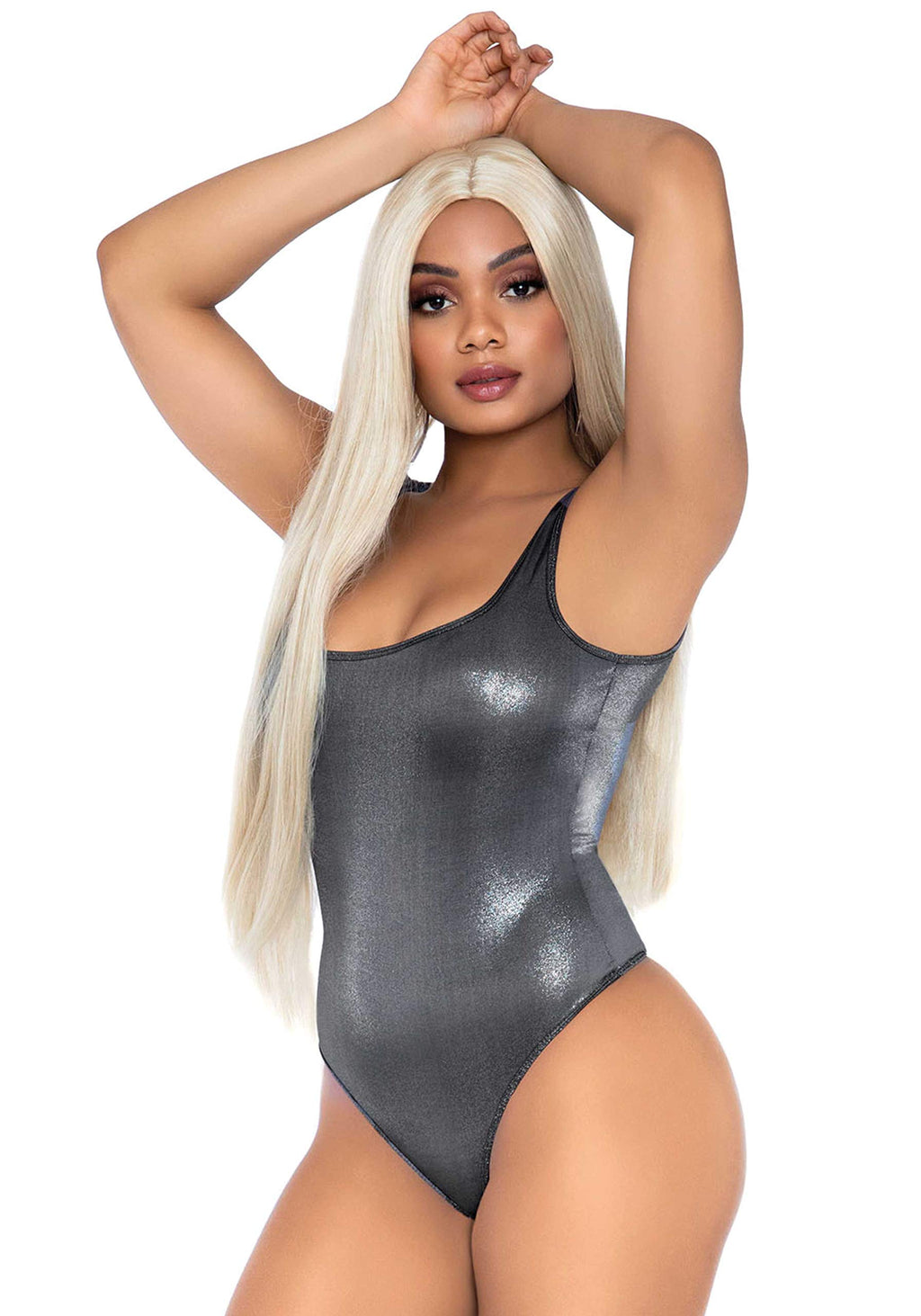 Shimmer Spandex Snap Crotch Th - Med/Lge / Silver