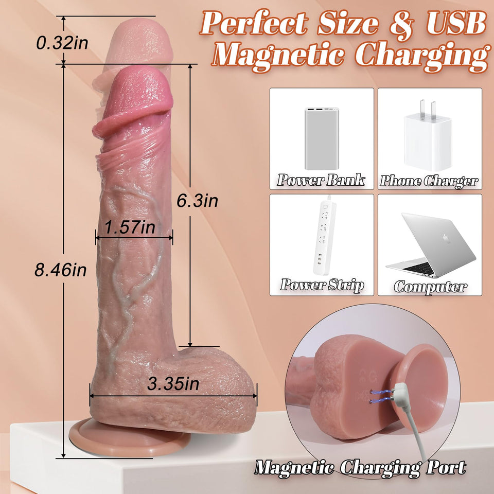Thrusting Dildo Vibrator Sex Toys - Realistic G-Spot Silicone Suction Cup Vibrating Dildos with 10 Modes for Anal Vagina Sex Sti