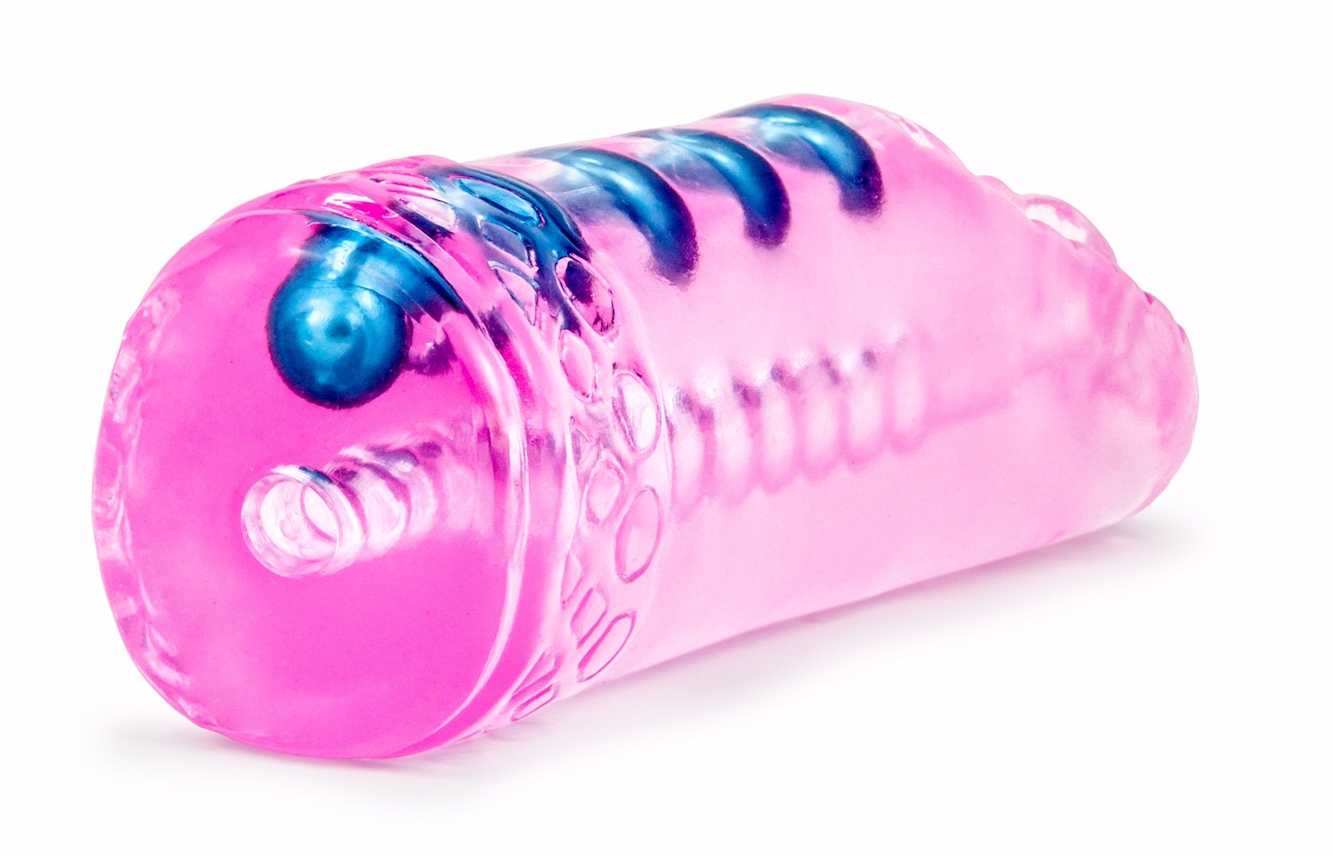 Blush M For Men Sexy Snatch Stroker - Soft Clear Realistic Masturbator - 5 Rows Of Massaging Pleasure Beads - Open Ended For Eas